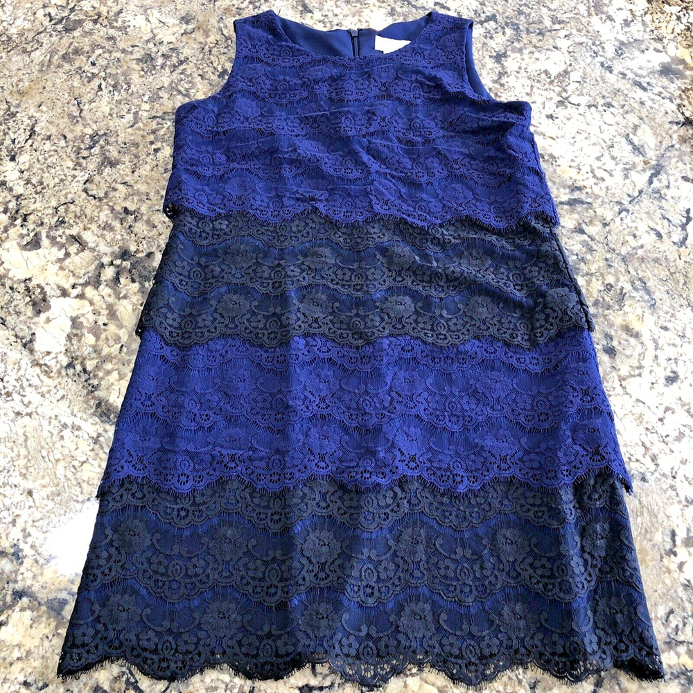 Jessica Simpson Blue Lace Tiered Dress